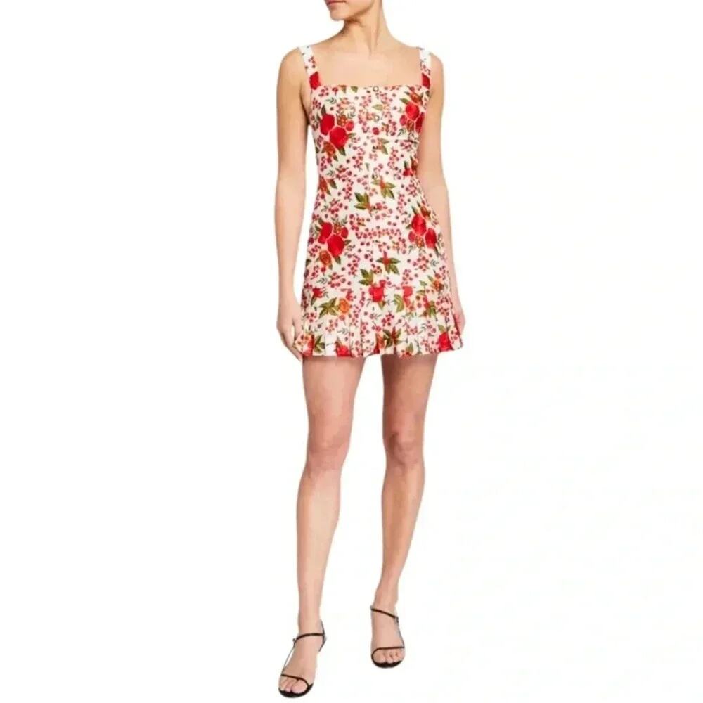 Alexis Melora Rose-Print Pleated Mini Dress Embroidered Size XL NWT